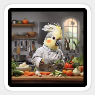 Cockatiel calopsitte bird oiseau IA Cooking Kitchen Sticker